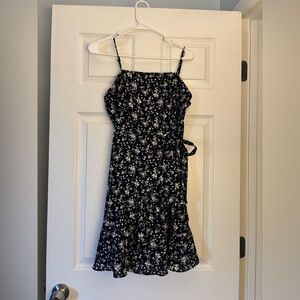 Altar’d State Navy Blue Floral Wrap Waist Mini Dress Spaghetti Strap